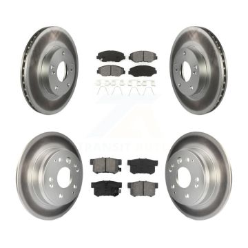 Front Rear Coated Disc Brake Rotors And Semi-Metallic Pad Kit For 2003-2011 Honda Element KGS-100762