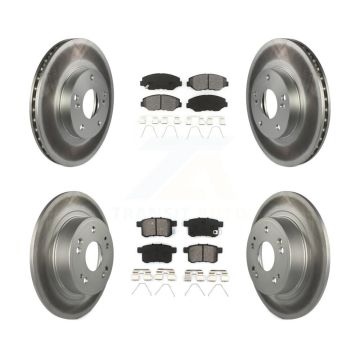 Front Rear Coated Disc Brake Rotors And Semi-Metallic Pads Kit For Honda Accord KGS-100764