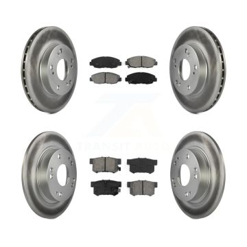 Front Rear Coated Disc Brake Rotors And Semi-Metallic Pads Kit For Honda Civic KGS-100805