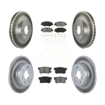 Front Rear Coated Disc Brake Rotors And Semi-Metallic Pads Kit For 2002-2004 Honda CR-V KGS-100809