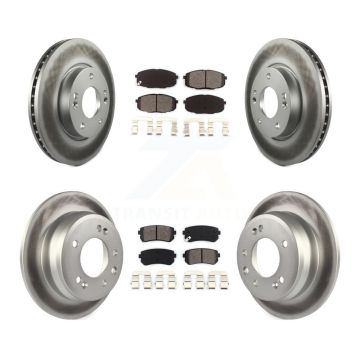 Front Rear Coated Disc Brake Rotors And Semi-Metallic Pads Kit For Hyundai Elantra KGS-100816