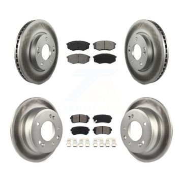 Front Rear Coated Brake Rotor & Semi-Metallic Pad Kit For Hyundai Tucson Kia Sportage FWD KGS-100817