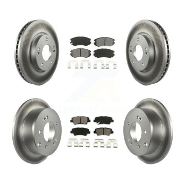 Front Rear Coated Disc Brake Rotors And Semi-Metallic Pads Kit For 2012-2013 Kia Soul KGS-100822
