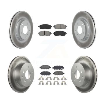 Front Rear Coated Disc Brake Rotors And Semi-Metallic Pads Kit For 2005 INFINITI G35 AWD KGS-100831