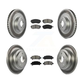 Front Rear Coated Disc Brake Rotor Semi-Metallic Pad Kit For 2003 Subaru Forester Impreza KGS-100844