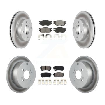 Front Rear Coat Disc Brake Rotors Semi-Metallic Pad Kit For 2006 Hyundai Accent Hatchback KGS-100853