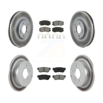 Front Rear Coated Disc Brake Rotors And Semi-Metallic Pad Kit For 2006-2009 Hyundai Azera KGS-100862