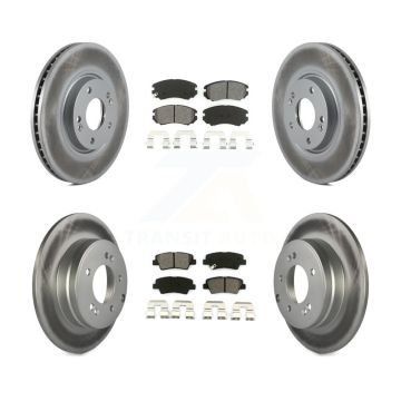 Front Rear Coated Disc Brake Rotors And Semi-Metallic Pads Kit For Hyundai Azera KGS-100863