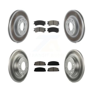 Front Rear Coated Disc Brake Rotors And Semi-Metallic Pads Kit For 2003-2005 Mazda 6 KGS-100867