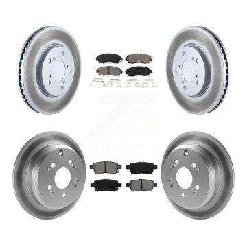 Front Rear Coated Disc Brake Rotors And Semi-Metallic Pad Kit For 2005-2010 Honda Odyssey KGS-100868