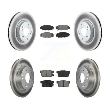 Front Rear Coated Disc Brake Rotors And Semi-Metallic Pads Kit For Honda Civic Acura CSX KGS-100877