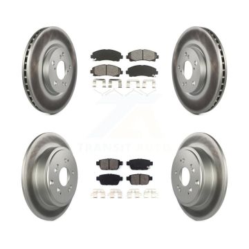 Front Rear Coated Disc Brake Rotors & Semi-Metallic Pad Kit For 2006-2014 Honda Ridgeline KGS-100889