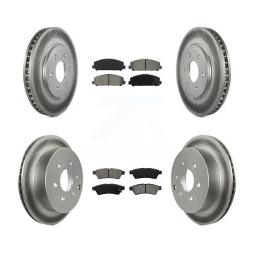 Front Rear Coated Disc Brake Rotors And Semi-Metallic Pads Kit For Suzuki Equator KGS-100895
