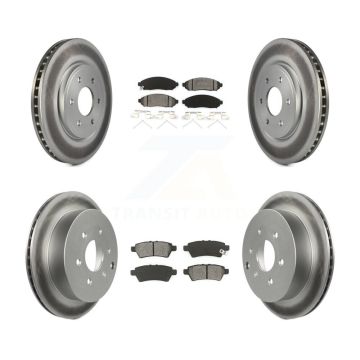 Front Rear Coated Disc Brake Rotors And Semi-Metallic Pad Kit For 2006-2007 Nissan Xterra KGS-100897