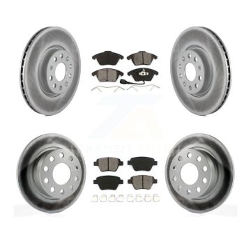 Front Rear Coated Brake Rotor & Semi-Metallic Pad Kit For 2017-2018 Volkswagen Jetta 2.0L KGS-100905