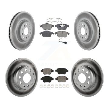 Front Rear Coated Disc Brake Rotors Semi-Metallic Pad Kit For 2012-2014 Volkswagen Passat KGS-100908