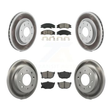 Front Rear Coated Disc Brake Rotors And Semi-Metallic Pads Kit For Kia Spectra Spectra5 KGS-100909