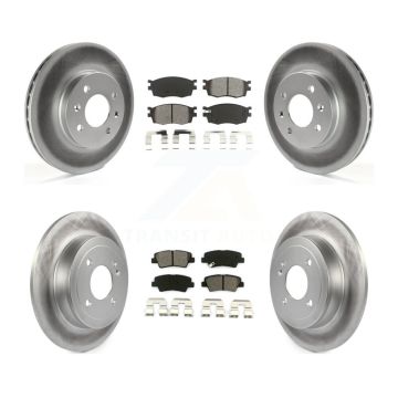Front Rear Coated Disc Brake Rotors And Semi-Metallic Pads Kit For 2011 Hyundai Accent KGS-100921