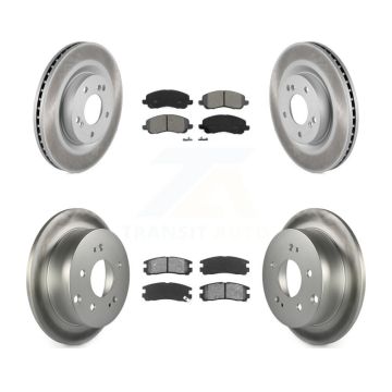 Front Rear Coated Disc Brake Rotors & Semi-Metallic Pad Kit For Mitsubishi Eclipse Galant KGS-100922