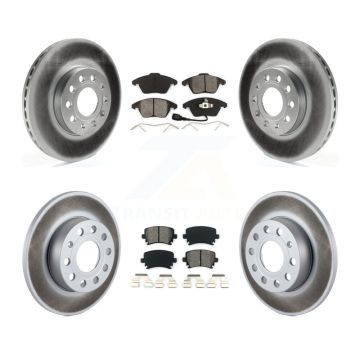 Front Rear Coated Disc Brake Rotors Semi-Metallic Pad Kit For 2006-2009 Volkswagen Rabbit KGS-100924