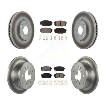Front Rear Coated Disc Brake Rotors And Semi-Metallic Pads Kit For Kia Forte Koup Forte5 KGS-100930