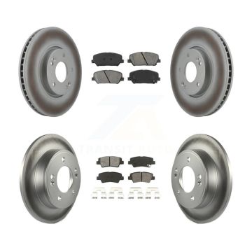 Front Rear Coat Brake Rotor Semi-Metallic Pad Kit For 13-15 Hyundai Veloster Turbocharged KGS-100931
