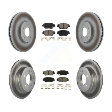 Front Rear Coated Disc Brake Rotors & Semi-Metallic Pad Kit For Hyundai Sonata Kia Optima KGS-100932
