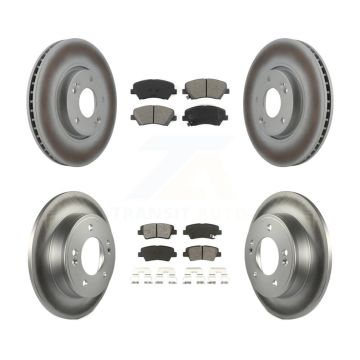 Front Rear Coated Brake Rotor Semi-Metallic Pad Kit For Kia Forte With 15" Factory Wheels KGS-100935