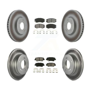 Front Rear Coated Disc Brake Rotors And Semi-Metallic Pads Kit For Hyundai Sonata 3.3L KGS-100936