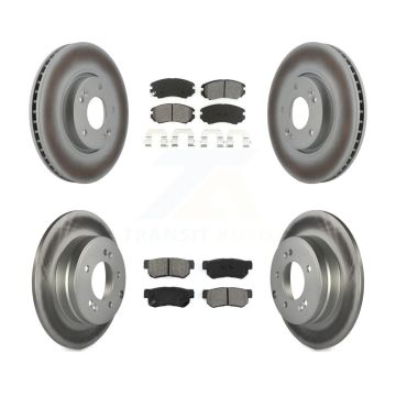 Front Rear Coated Disc Brake Rotors And Semi-Metallic Pads Kit For Hyundai Sonata 3.3L KGS-100937