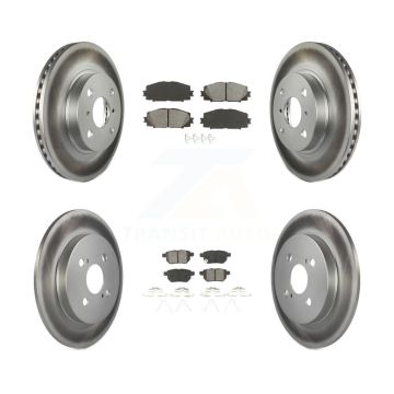 Front Rear Coated Disc Brake Rotors Semi-Metallic Pad Kit For 2012-2013 Toyota Yaris L LE KGS-100949