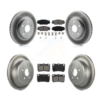 Front Rear Coated Disc Brake Rotors And Semi-Metallic Pad Kit For 2010-2013 Lexus IS250 C KGS-100956