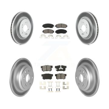Front Rear Coated Disc Brake Rotors And Semi-Metallic Pads Kit For Honda Accord Crosstour KGS-100964