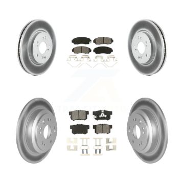 Front Rear Coated Disc Brake Rotors And Semi-Metallic Pads Kit For Honda Crosstour Accord KGS-100966