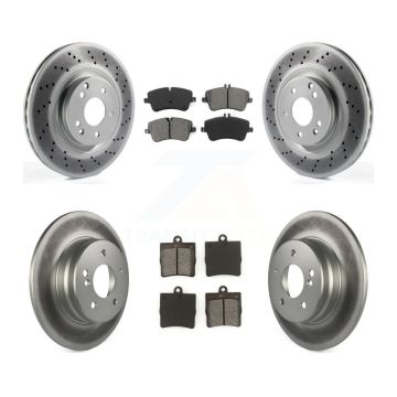 Front Rear Coated Disc Brake Rotors And Semi-Metallic Pads Kit For Mercedes-Benz SLK280 KGS-100969