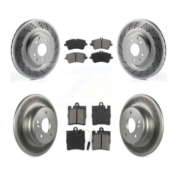 Front Rear Coated Disc Brake Rotors And Semi-Metallic Pads Kit For Mercedes-Benz C320 KGS-100970