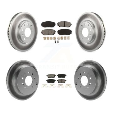 Front Rear Coated Brake Rotors Semi-Metallic Pad Kit For Mazda CX-7 Ford Edge Lincoln MKX KGS-100971