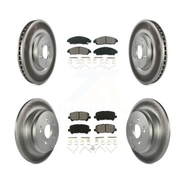 Front Rear Coated Disc Brake Rotors & Semi-Metallic Pad Kit For Honda Pilot Acura MDX ZDX KGS-100979