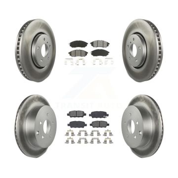 Front Rear Coated Disc Brake Rotors And Semi-Metallic Pad Kit For INFINITI FX35 FX37 FX45 KGS-100980