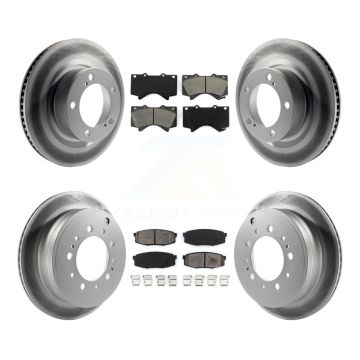 Front Rear Coated Brake Rotor Semi-Metallic Pad Kit For Toyota Tundra Sequoia Lexus LX570 KGS-100984