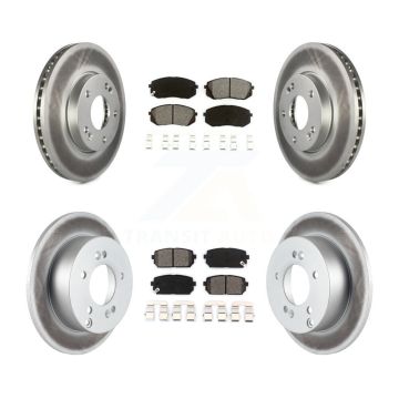 Front Rear Coated Disc Brake Rotors And Semi-Metallic Pads Kit For 2007-2009 Kia Rondo KGS-100990