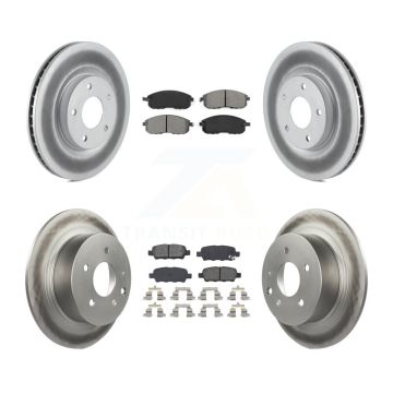 Front Rear Coated Disc Brake Rotor Semi-Metallic Pad Kit For 2007-2012 Nissan Sentra SE-R KGS-101010
