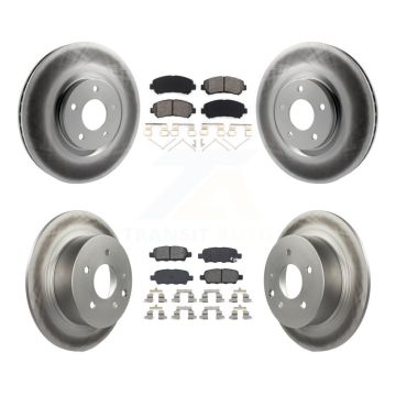 Front Rear Coat Brake Rotor Semi-Metallic Pad Kit For 2007-2012 Nissan Sentra SE-R Spec V KGS-101011