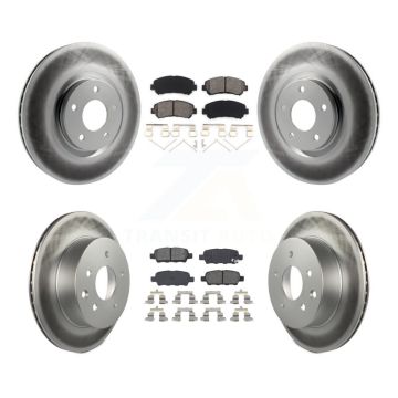 Front Rear Coat Disc Brake Rotor Semi-Metallic Pad Kit For 2014-2017 Nissan Juke Nismo RS KGS-101012