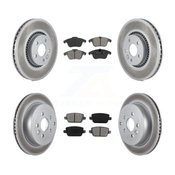 Front Rear Coated Disc Brake Rotor And Semi-Metallic Pad Kit For 2008-2011 Land Rover LR2 KGS-101014