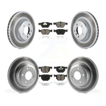 Front Rear Coated Disc Brake Rotors And Semi-Metallic Pads Kit For 2007 BMW 335xi KGS-101015