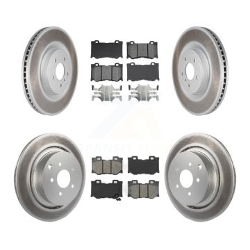 Front Rear Coated Disc Brake Rotors And Semi-Metallic Pads Kit For INFINITI FX50 KGS-101023