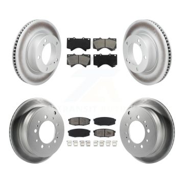 Front Rear Coated Brake Rotor & Semi-Metallic Pad Kit For Lexus LX570 Toyota Land Cruiser KGS-101029