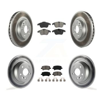 Front Rear Coated Brake Rotor Semi-Metallic Pad Kit For 2012-2015 Land Rover Range Evoque KGS-101037