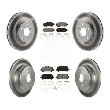 Front Rear Coated Disc Brake Rotors And Semi-Metallic Pad Kit For 2011-2014 Honda Odyssey KGS-101039